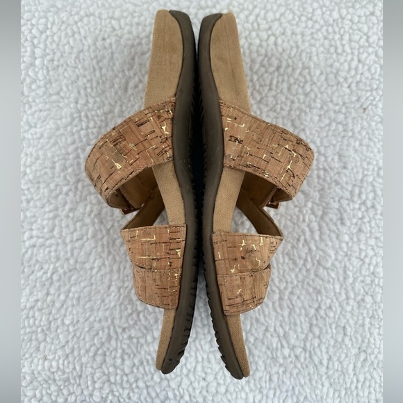 Vionic Skylar Brown Cork Print Adjustable Buckle Slide Slip On Sandals - Picture 3 of 7